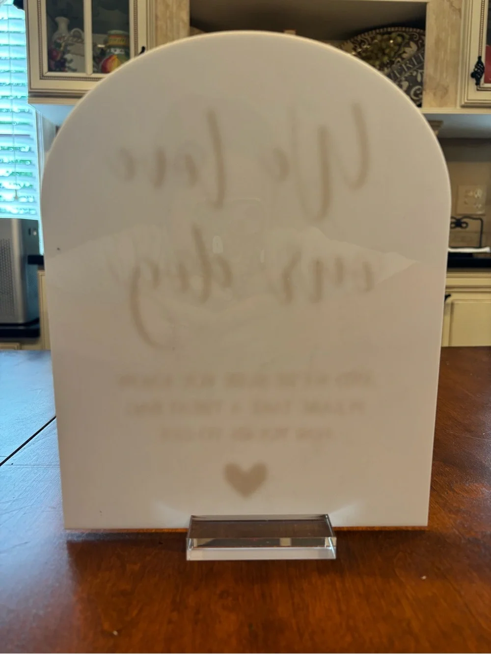 We Love Our Dog Decorative Sign - White with Black Script